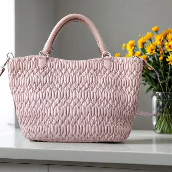 Miu Miu Nappa Matelasse Swarovski Crystal Tote Cammeo EUC - Picture 3 of 16